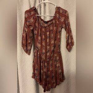 American Eagle Bohemian Red Patterned Romper